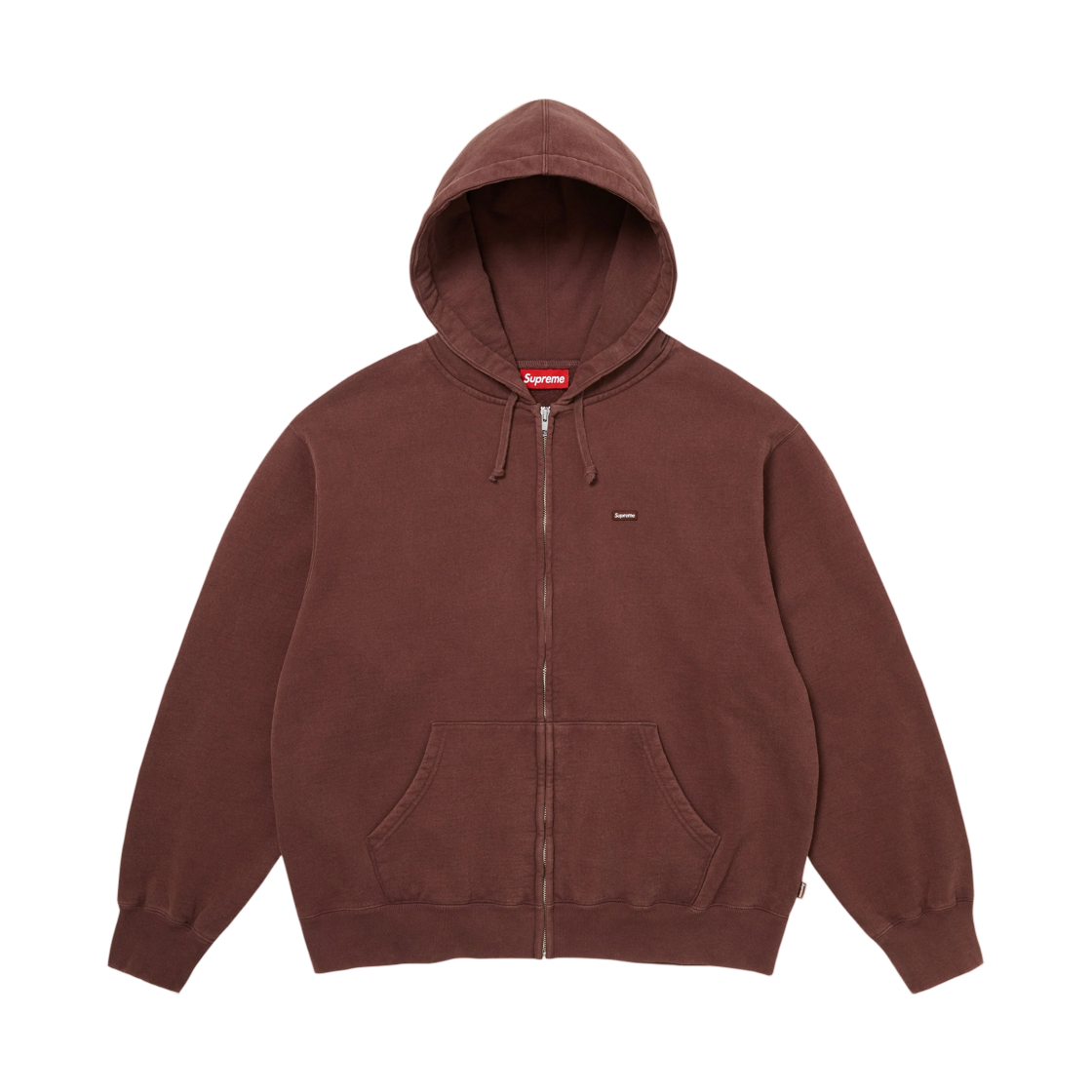 - Supreme Small Box Zip Up Hooded Sweatshirt Brown - 26FW