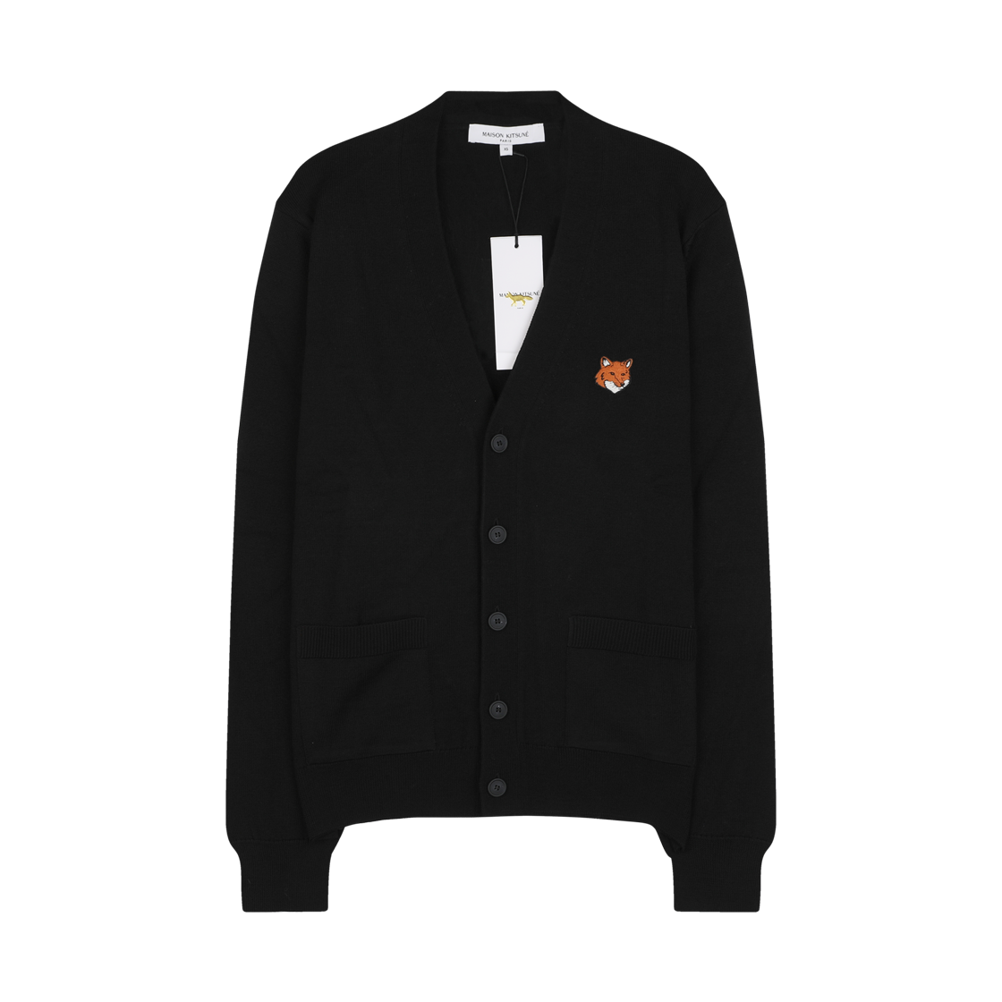PM00501KT1181 P199 [25% 쿠폰] Maison Kitsune Fox Head Merino Regular Cardigan Black