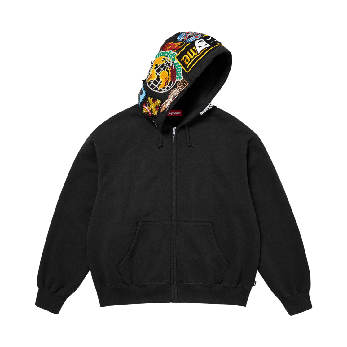 슈프림 패치스 집업 후드 스웨트셔츠 블랙 - 26FW(Supreme Patches Zip Up Hooded Sweatshirt Black - 26FW) - 2