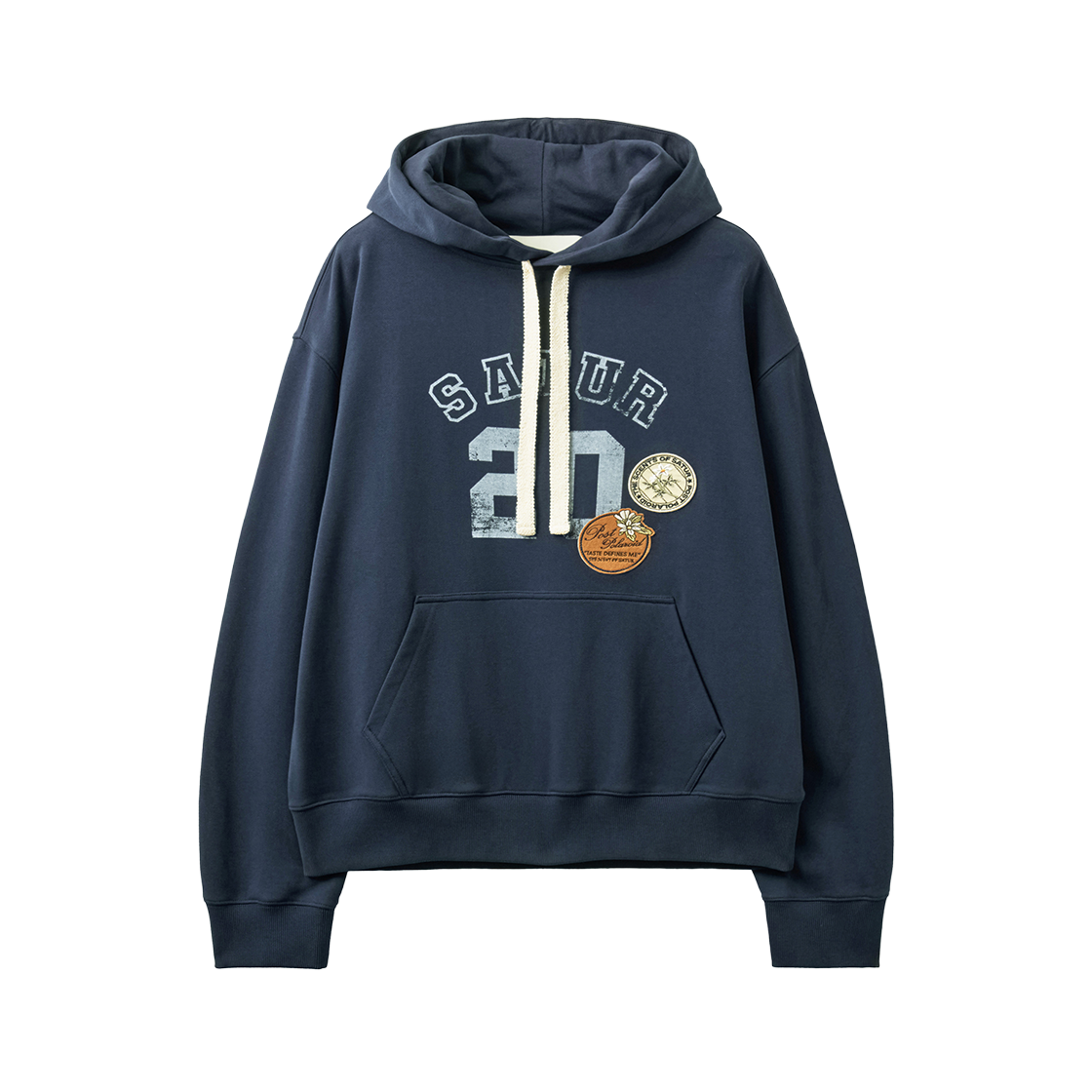 SA263UTH05NVY0 SATUR Vintage Patch Hoodie Navy