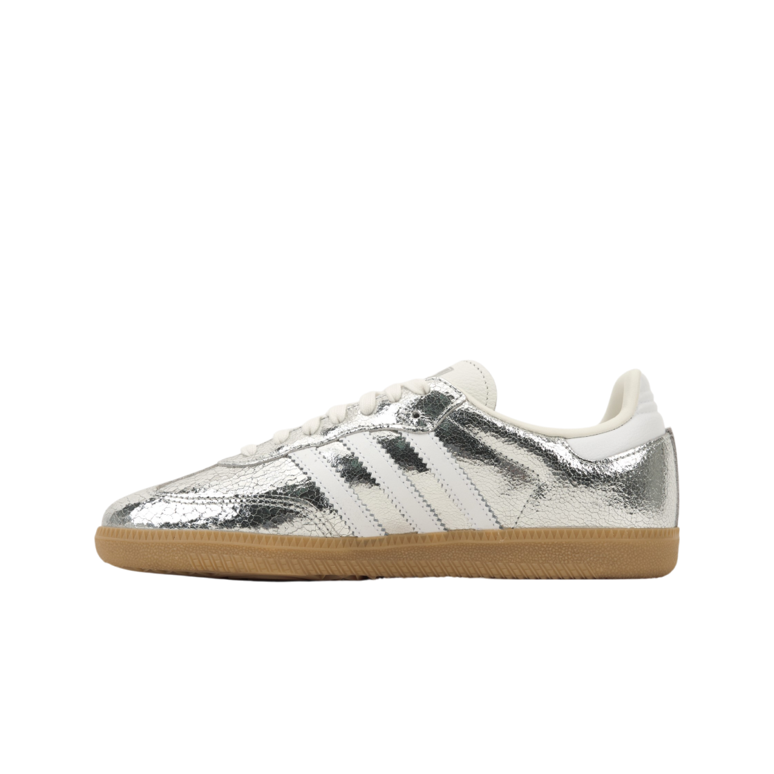 (W) 아디다스 오리지널스 삼바 OG 실버 메탈릭 클라우드 화이트((W) Adidas Originals Samba OG Silver Metallic Cloud White) - 3
