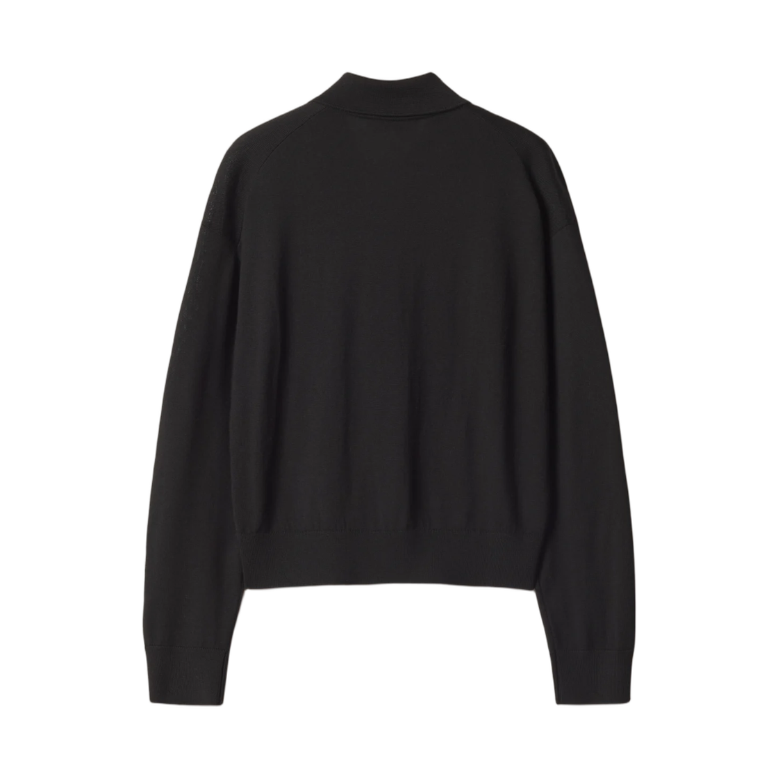(W) 메종 키츠네 프로파일 폭스 메리노 릴렉스드 폴로 가디건 블랙((W) Maison Kitsune Profile Fox Merino Relaxed Polo Cardigan Black) - 2