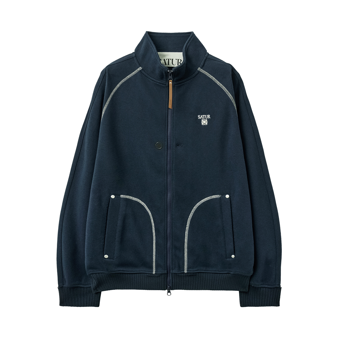 SA263UTJ09NVY0 SATUR Lawton Stitch Track Zip-up Jacket Navy