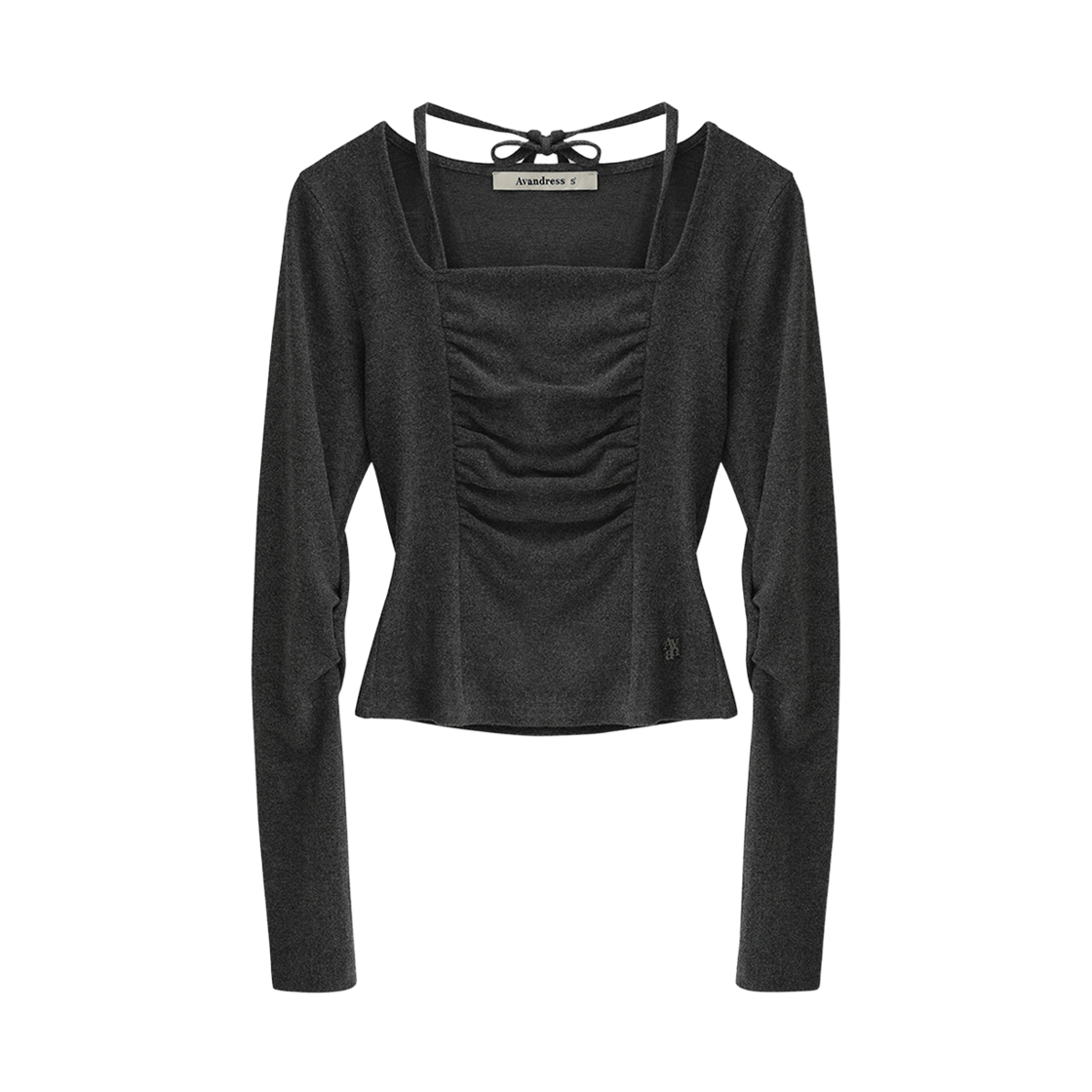 AD63TS08CH Avandress Wes Shirring Halter Tee CHARCOAL