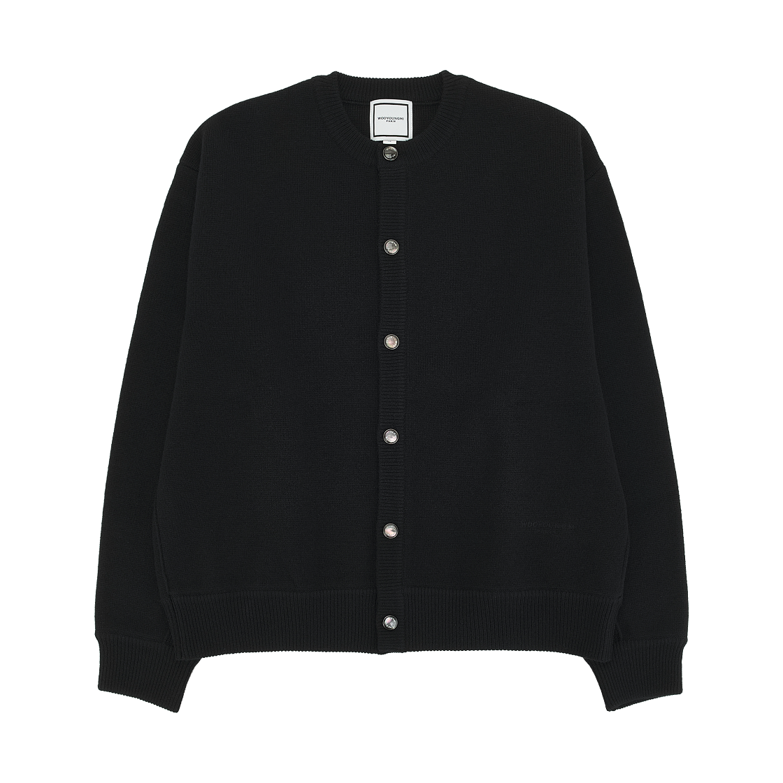 W263KN03504B Wooyoungmi Round Neck Wool Cardigan Black - 26FW