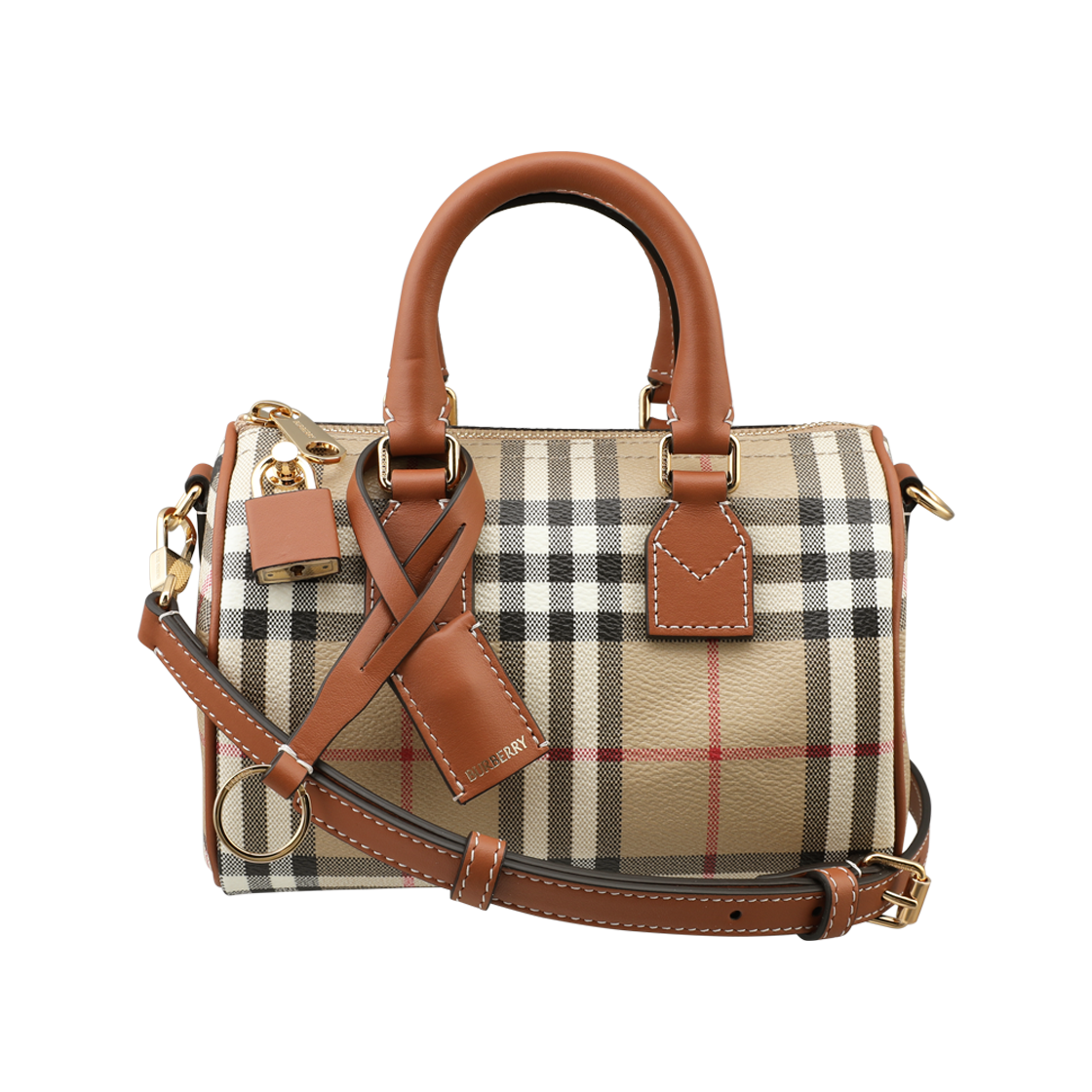 8118565 A9534 [25% 쿠폰] Burberry Mini Check Bowling Bag Briar Brown