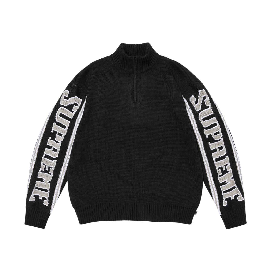 - Supreme Jacquard Sleeve Half Zip Sweater Black - 26FW