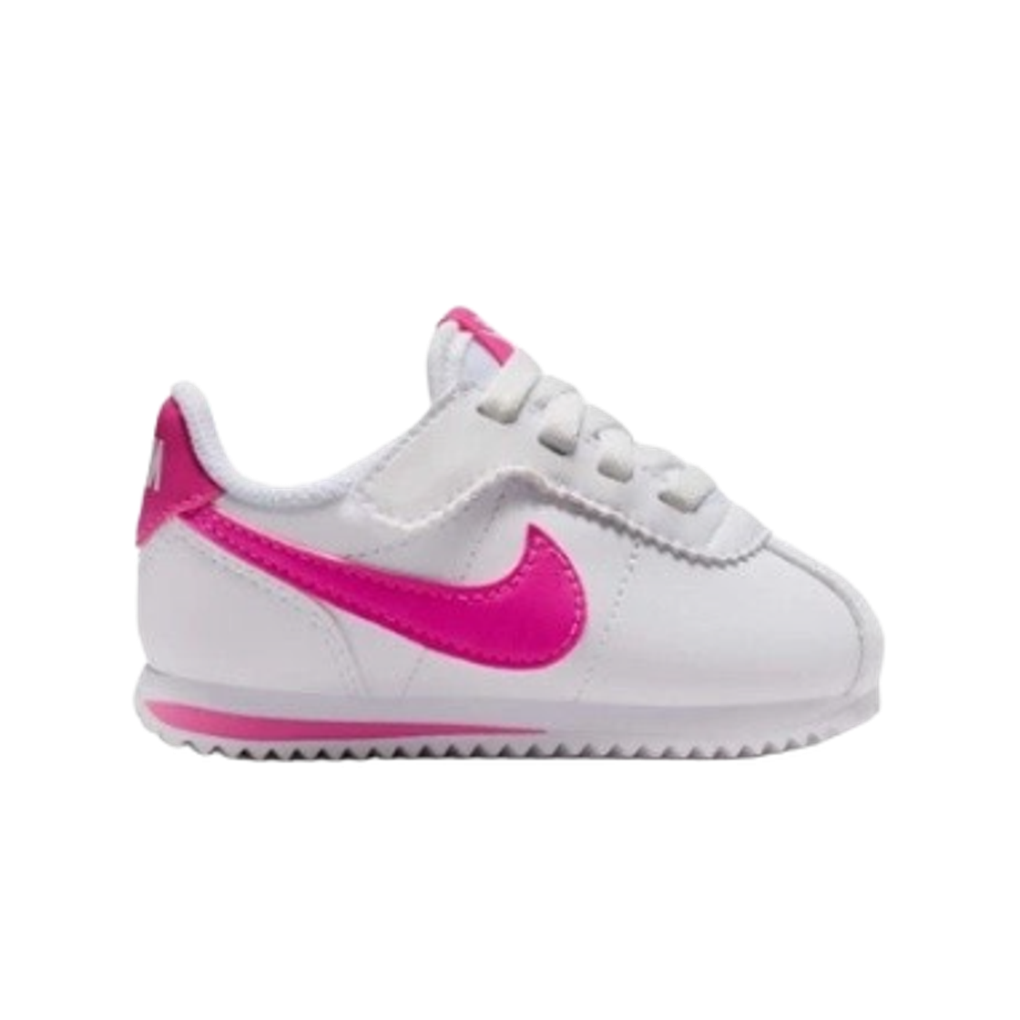 IH7657-102 (TD) Nike Cortez EasyOn White Laser Fuchsia