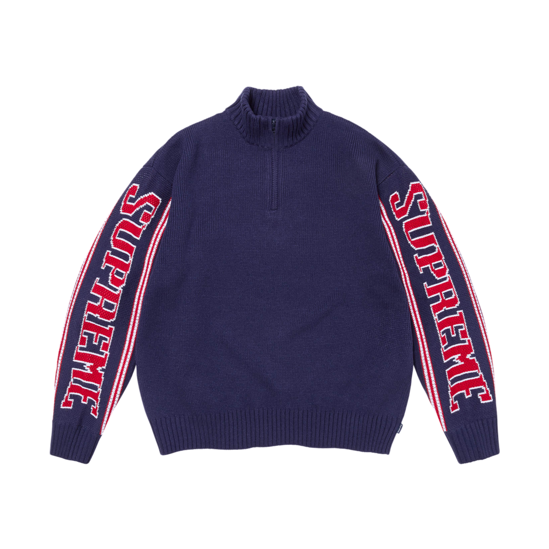 - Supreme Jacquard Sleeve Half Zip Sweater Navy - 26FW