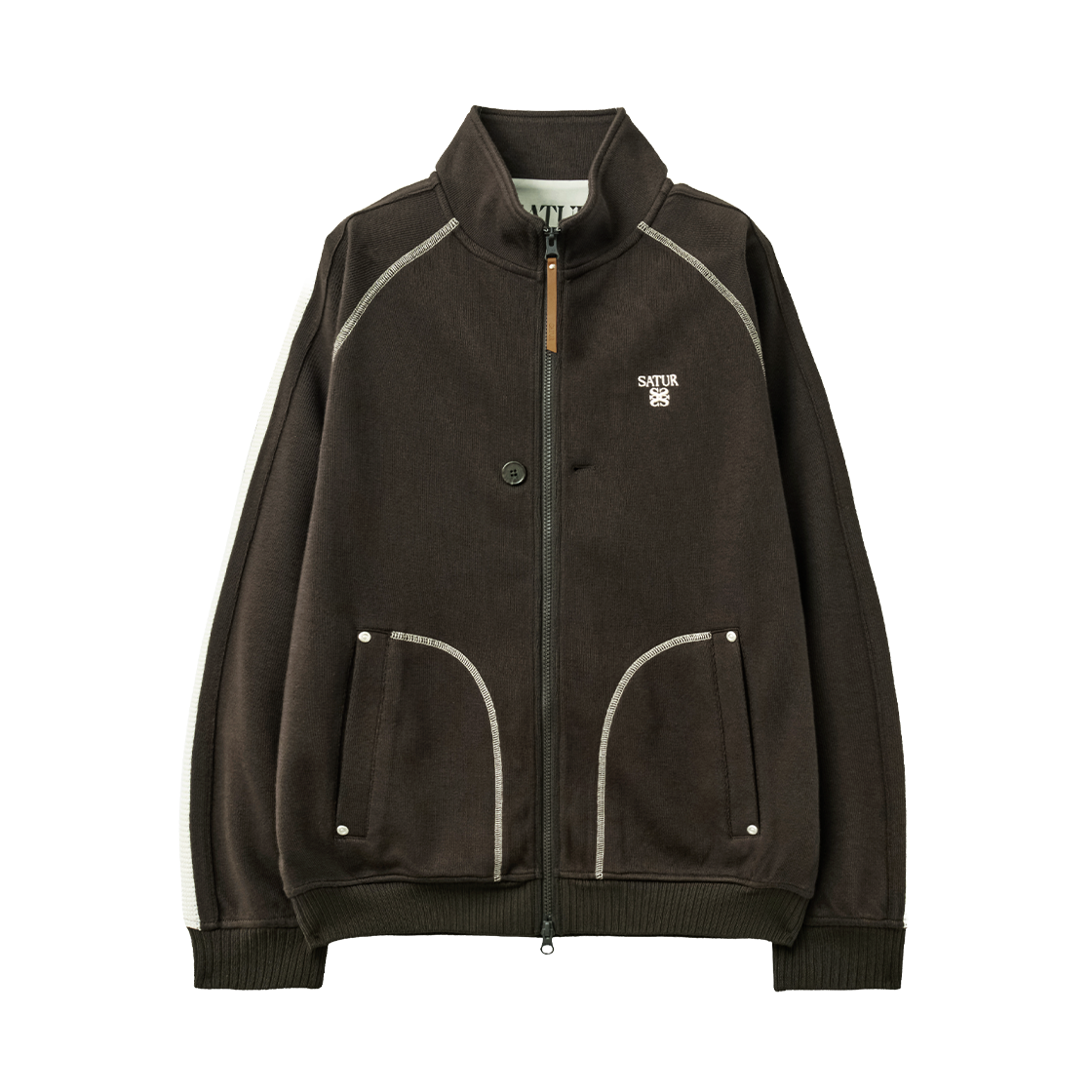 SA263UTJ09BRN0 SATUR Lawton Stitch Track Zip-up Jacket Brown