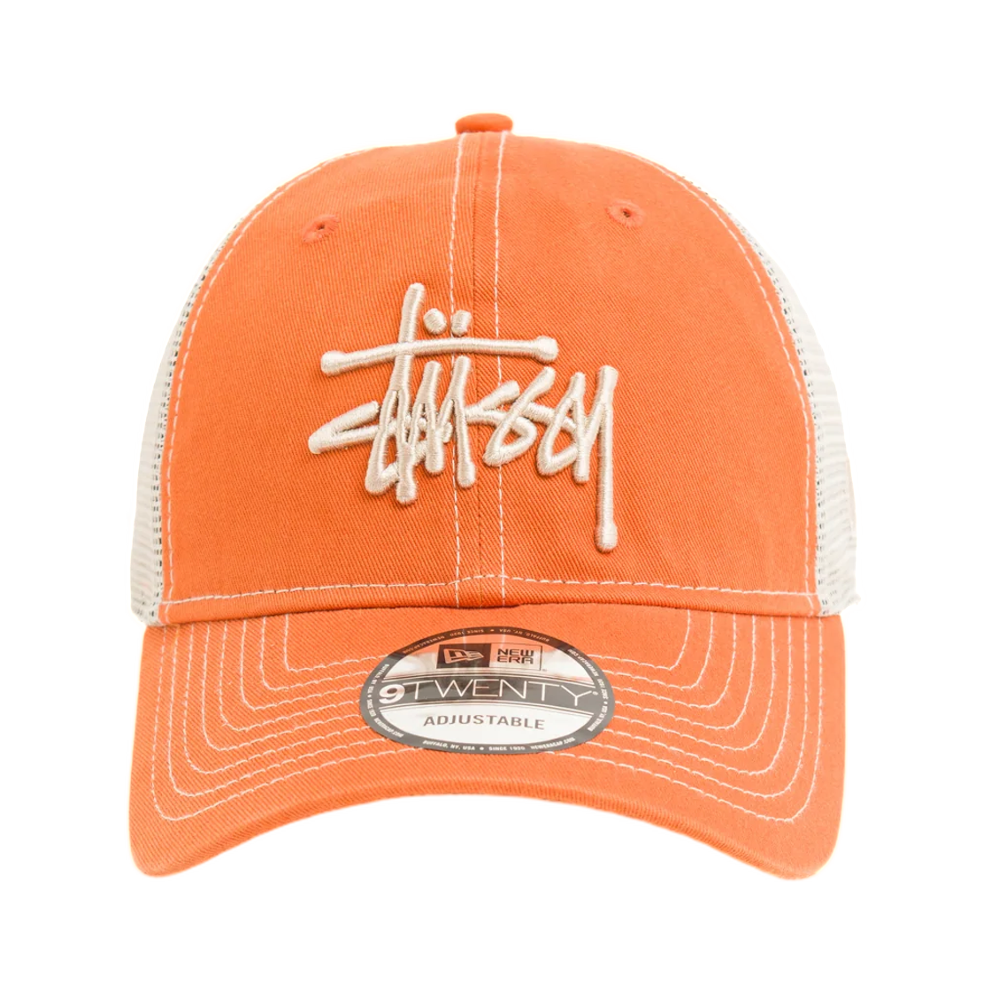 1311164 Stussy New Era 9Twenty Washed Basic Trucker Tangerine