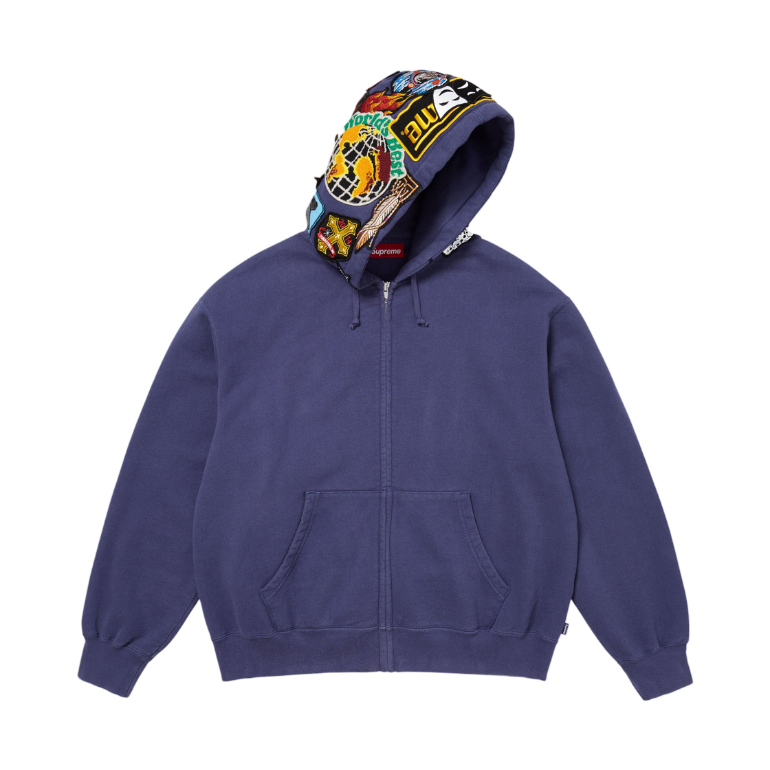 슈프림 패치스 집업 후드 스웨트셔츠 워시드 네이비 - 26FW(Supreme Patches Zip Up Hooded Sweatshirt Washed Navy - 26FW) - 2