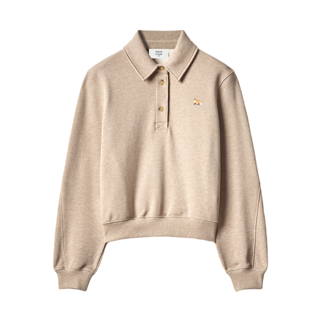 MRWJS08KM0341-0604 (W) Maison Kitsune Baby Fox Polo Sweatshirt Clear Beige Melange