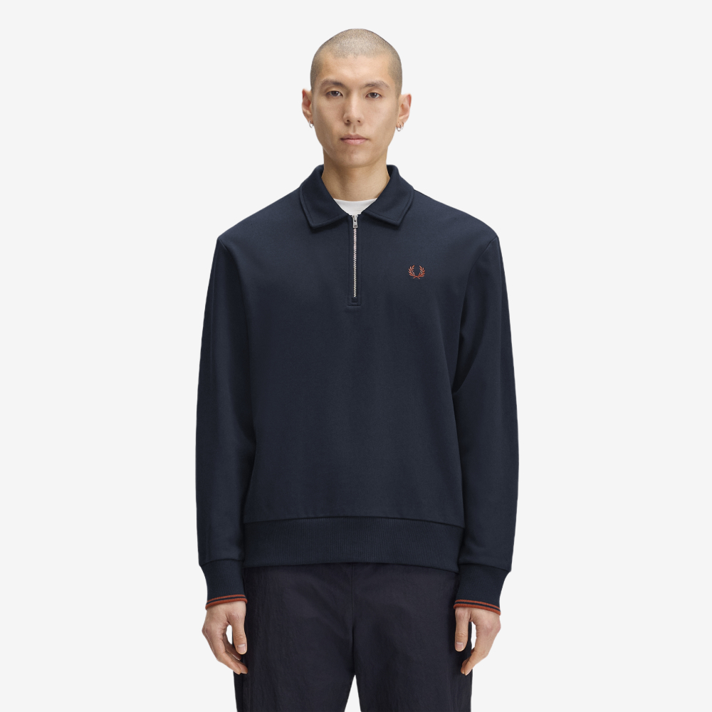 [KREAM 단독] 프레드페리 릴렉스드 하프 집 칼라 스웻셔츠 네이비 화이트([KREAM 단독] Fred Perry Relaxed Half Zip Collared Sweatshirt Navy White) - 2