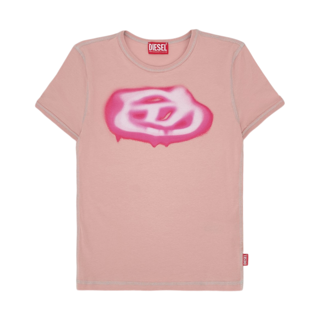 A204970QHHA-33L (W) Diesel T-Uncuties-Long-S3 Slim T-Shirt with Graffiti-Effect Logo Pink