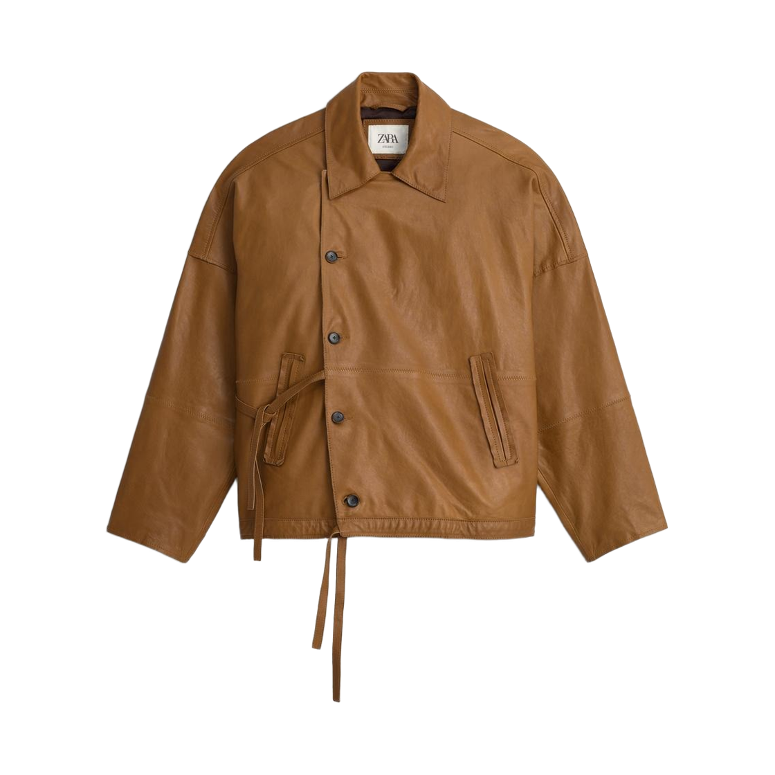 5479/013/707 Zara Relaxed Fit Napa Leather Jacket Taupe Brown
