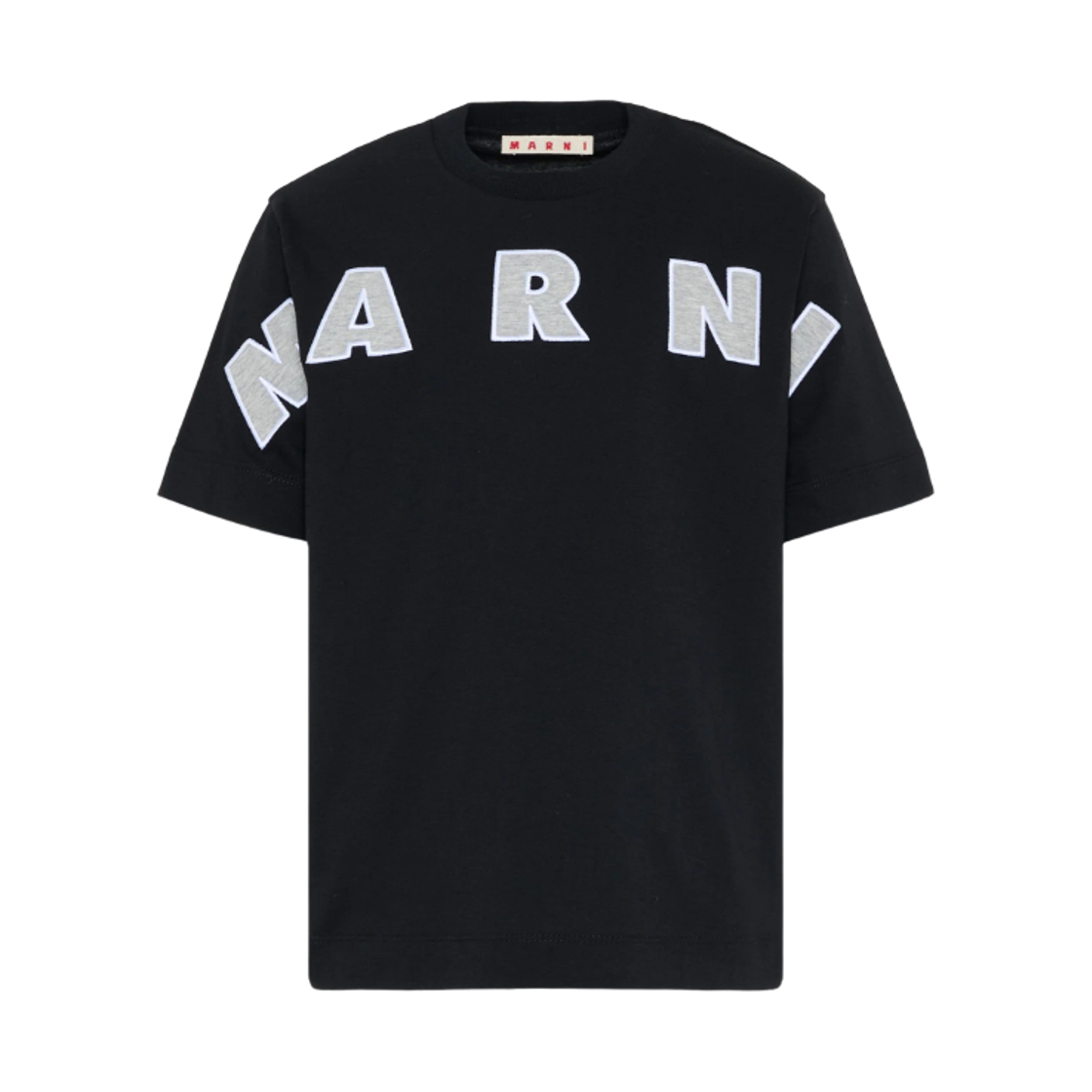 (키즈) 마르니 자수 로고 디테일 티셔츠 블랙((Kids) Marni T-Shirt with Embroidered Logo Detail Black)