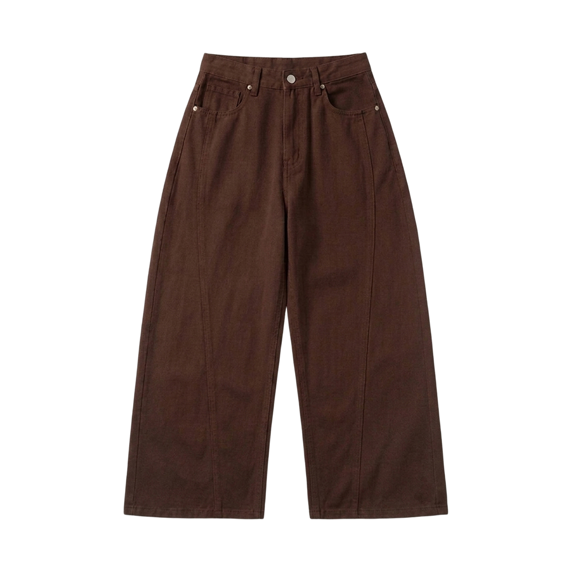 GC3965 GCLIP Curved Cut-Line Wide Cotton Pants Brown