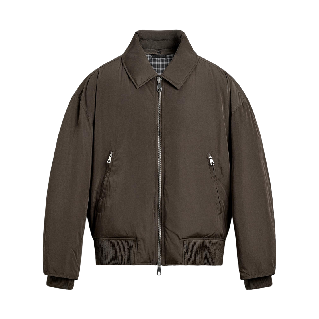 7380/400/716 Zara Contrast Quilted Bomber Jacket Dark Brown