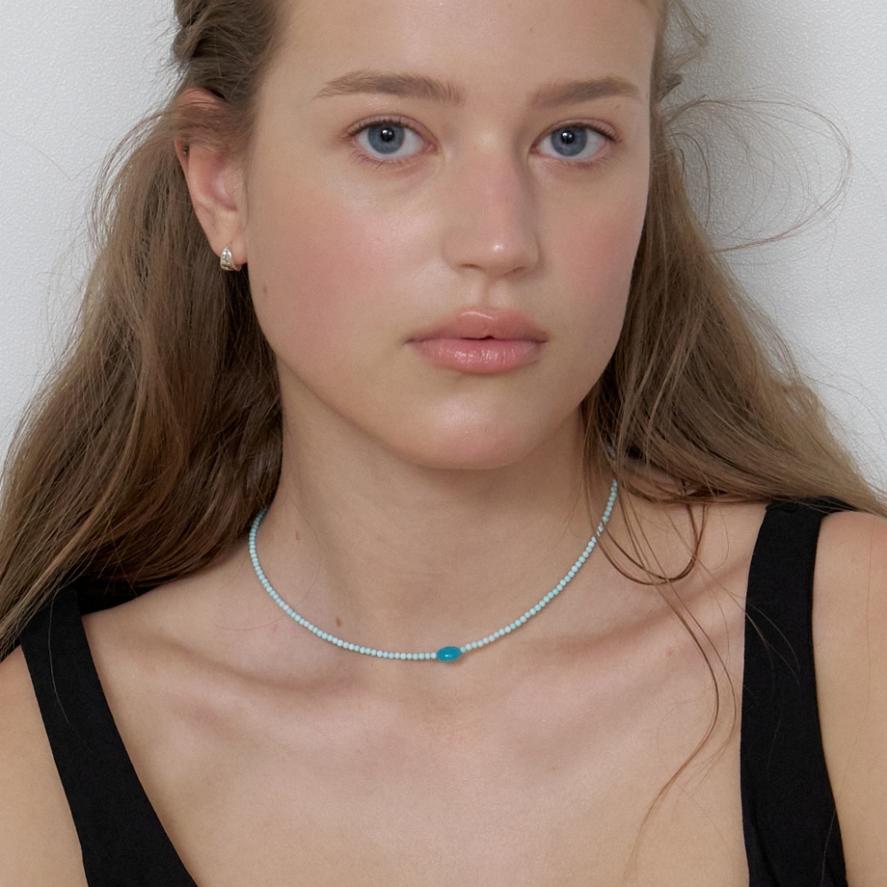 러브미몬스터 베이비 블루 하울라이트 목걸이 베이비블루(lovememonster Baby Blue Howlite Necklace BABY BLUE) - 4