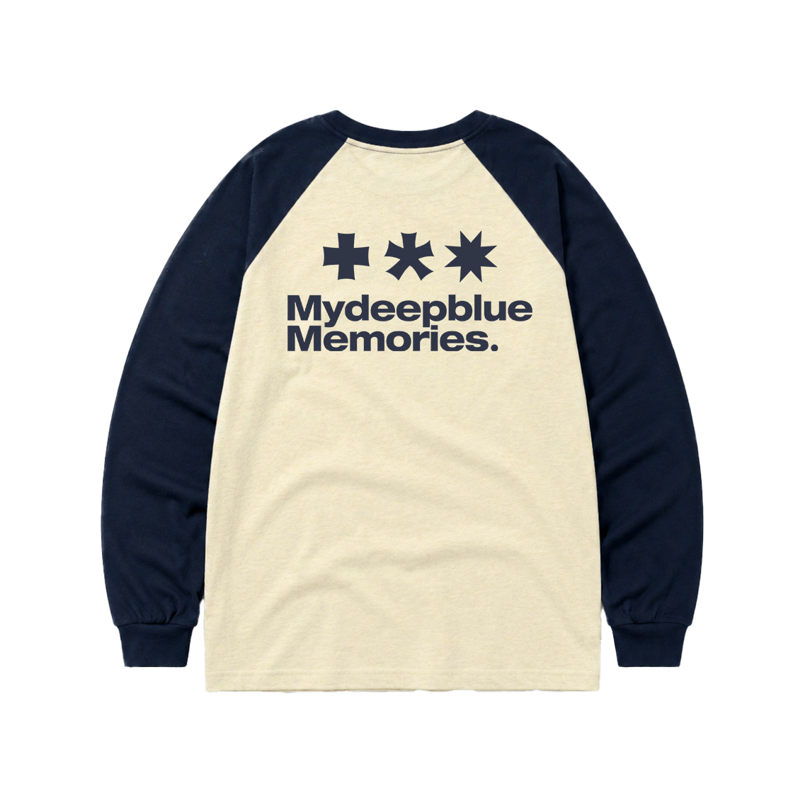 마이딥블루메모리즈 심볼 로고 래글런 티셔츠 옐로우 네이비(MydeepblueMemories Mm Symbol Logo Raglan Tee Yellow Navy)