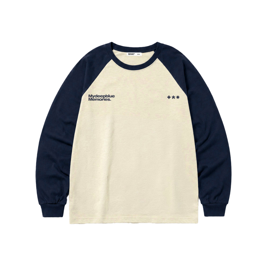 마이딥블루메모리즈 심볼 로고 래글런 티셔츠 옐로우 네이비(MydeepblueMemories Mm Symbol Logo Raglan Tee Yellow Navy) - 2