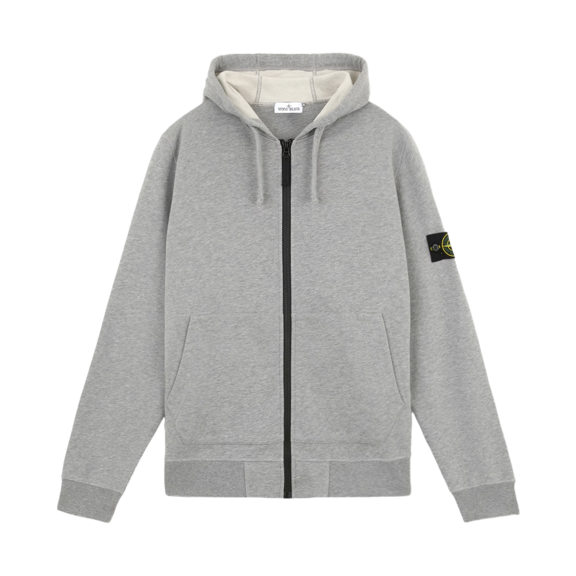 L2S1561000-61S0M51-V0M64 Stone Island 6100061 Organic Melange Cotton Fleece Regular-Fit Zip-Up Hooded Sweatshirt with Pockets Dust Grey Melange - 26FW
