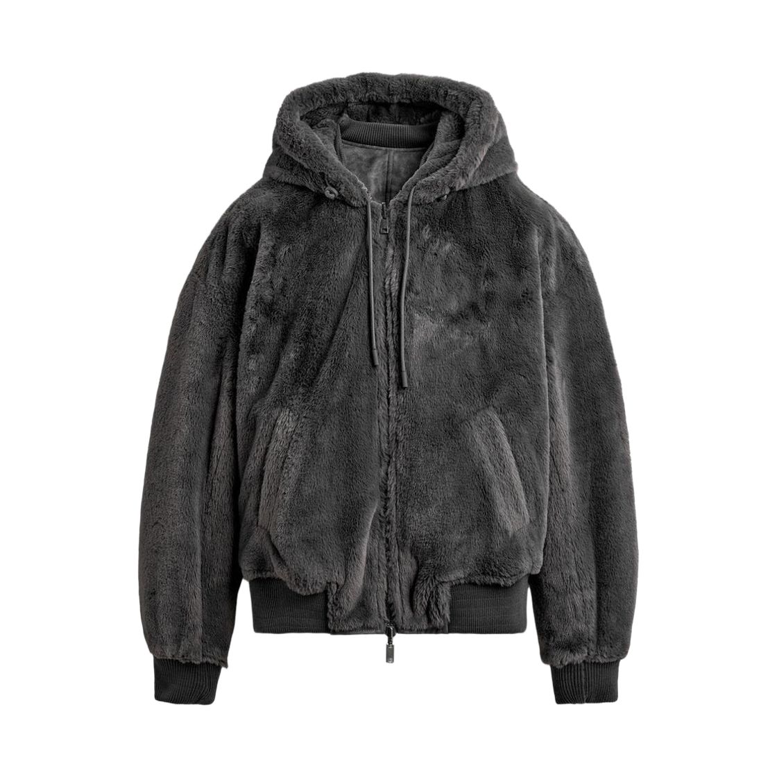 0993/401/801 Zara Cropped Faux Fur Jacket Dark Grey