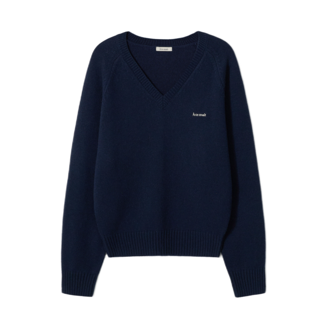 - Aviemuah New V-Neck Wool Cashmere Sweater Navy