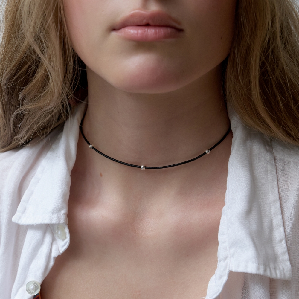러브미몬스터 다섯 볼 가죽 쵸커 블랙(lovememonster 5 Ball Leather Choker BLACK) - 3
