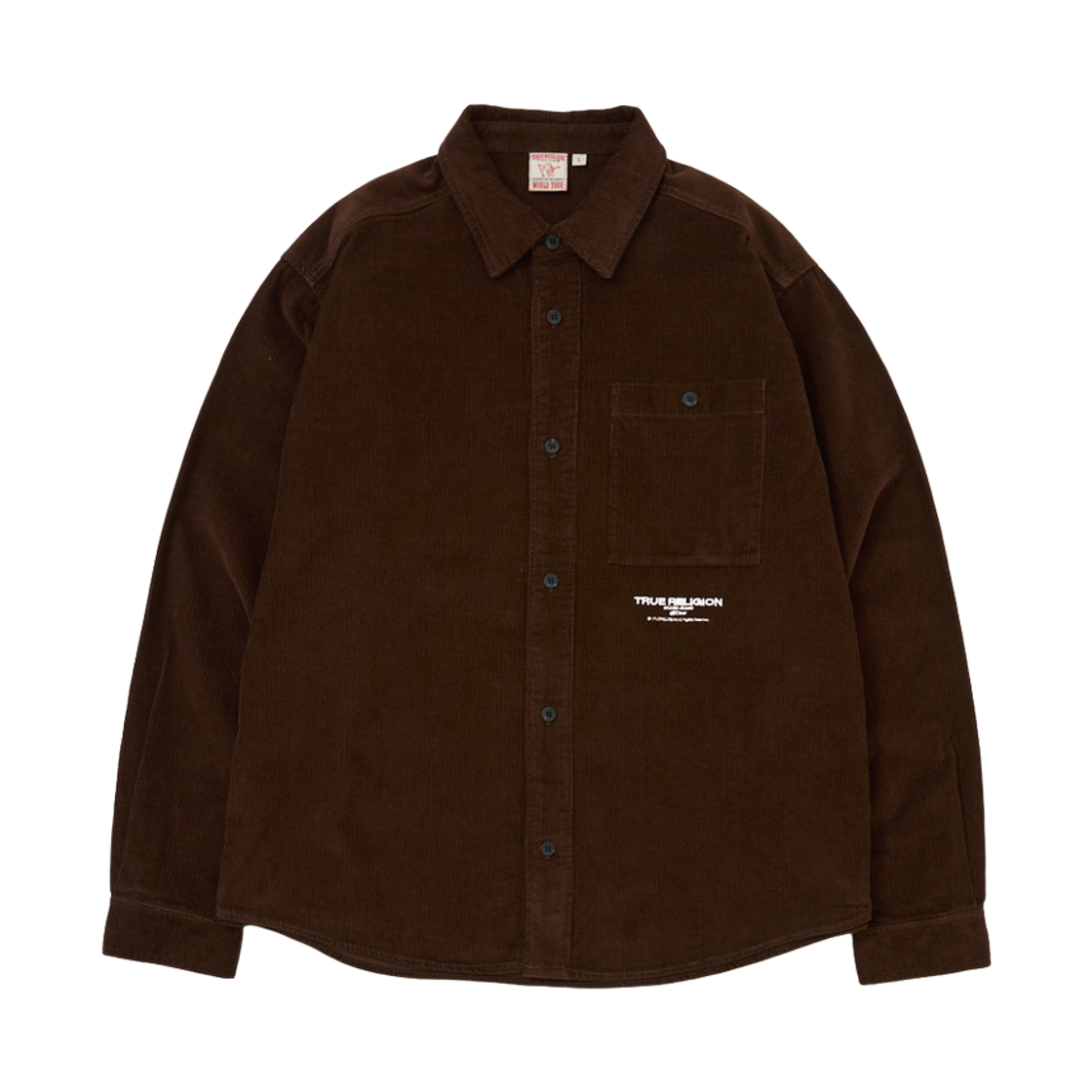 트루릴리젼 코듀로이 싱글 포켓 셔츠 (워시드) - 워시드 브라운(True Religion Coduroy Single Pocket Shirt (Washed) - Washed Brown)