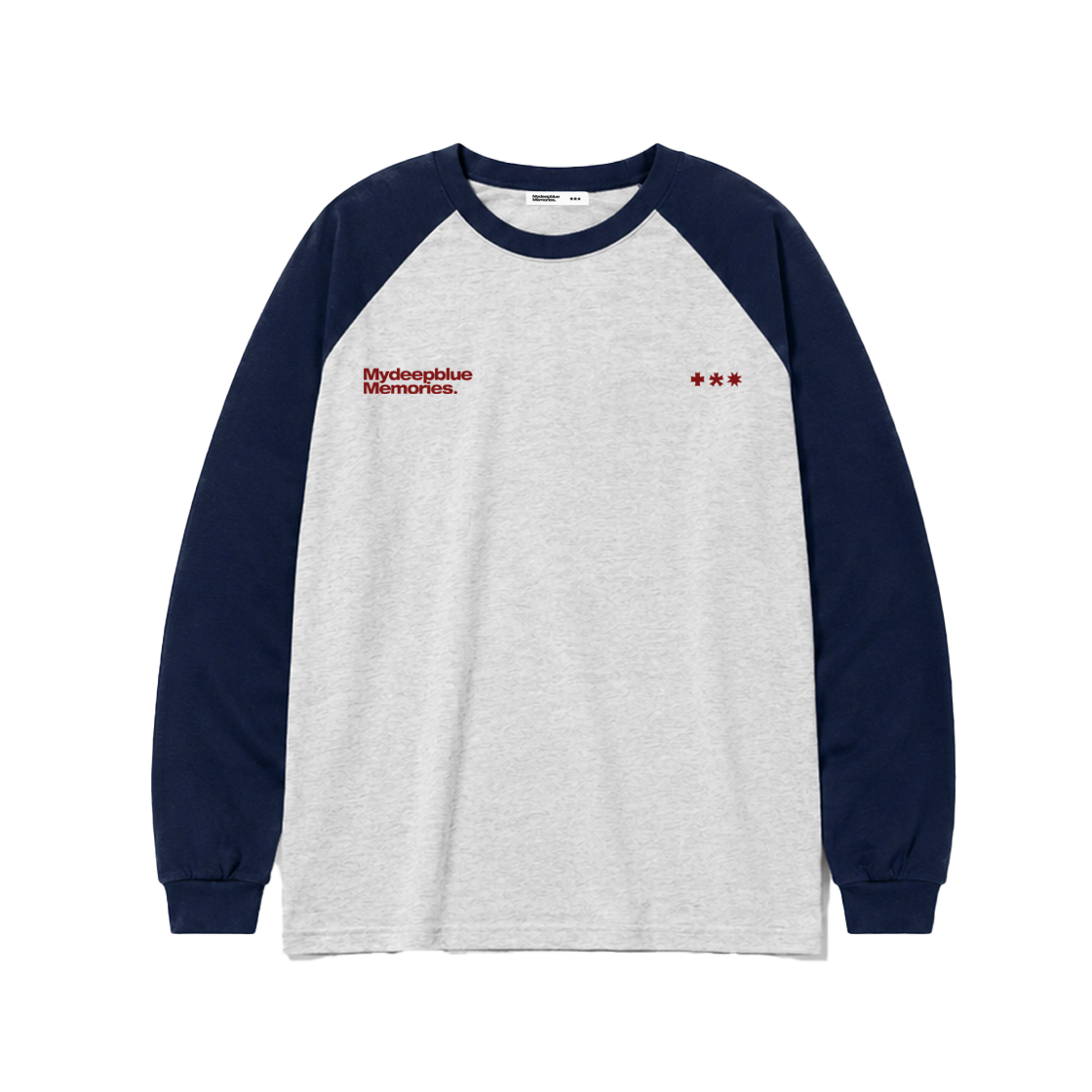 마이딥블루메모리즈 심볼 로고 래글런 티셔츠 그레이 네이비(MydeepblueMemories Mm Symbol Logo Raglan Tee Grey Navy) - 2
