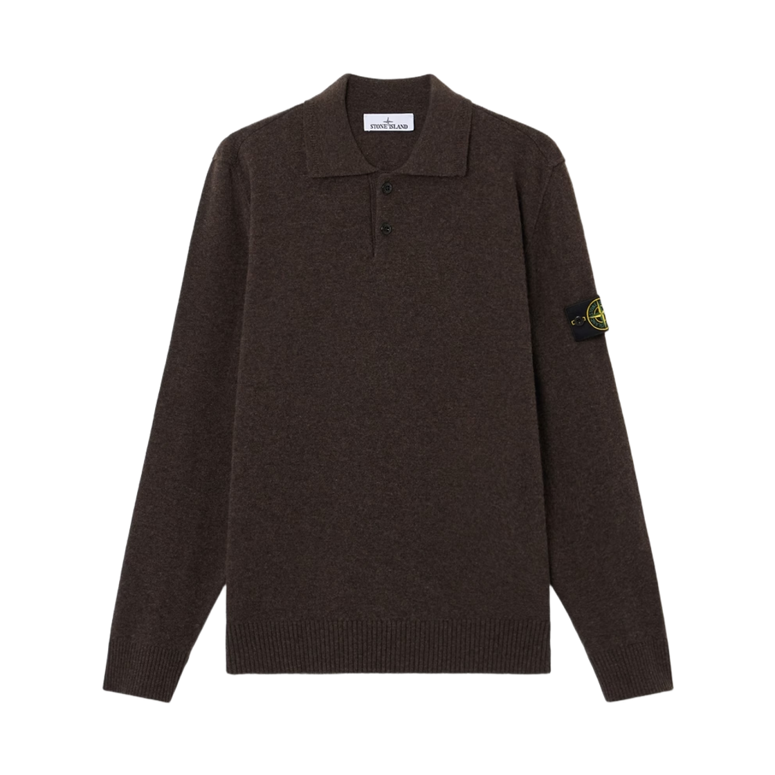 L2S1551000-18S00B4-V0M62 Stone Island 5100018 Light RWS Geelong Wool Loose Fit Polo Collar Sweater with Button Placket Lead Grey Melange - 26FW