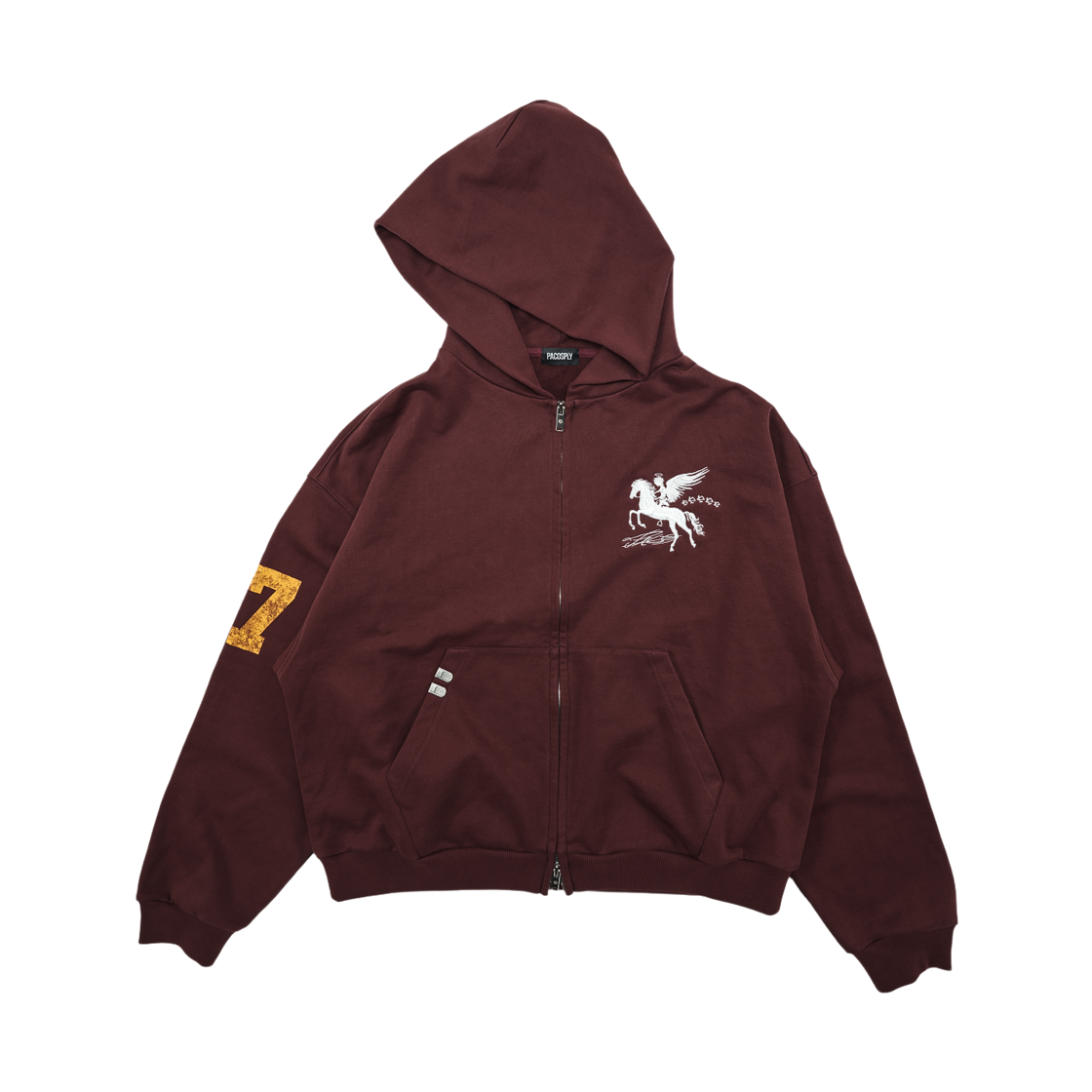 파코서플라이 폴링 엔젤 집업 후디 버건디(PACOSPLY Falling Angel Zip Up Hoodie Burgundy)