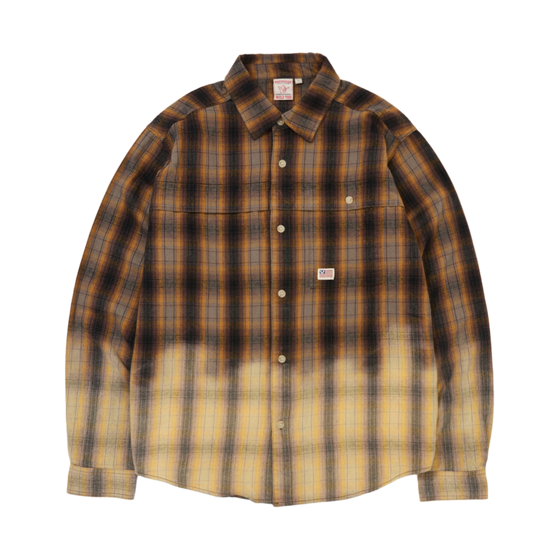 TRB3SHU106WOR True Religion Meltdown Single Pocket Check Shirt (Washed) - Washed Orange
