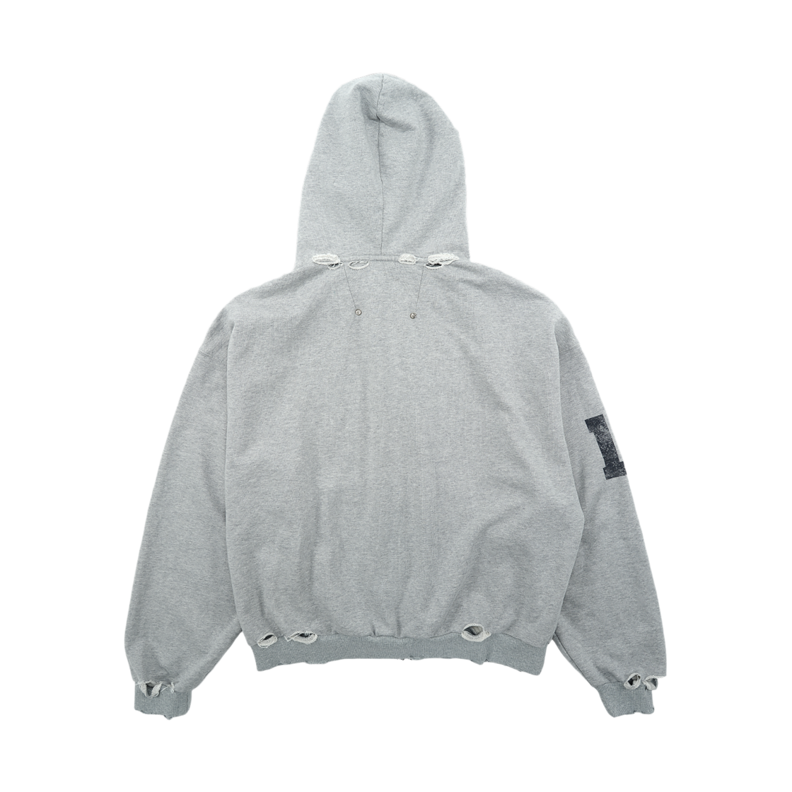 파코서플라이 디스트로이드 폴링 엔젤 집업 후디 그레이(PACOSPLY Destroyed Falling Angel Zip Up Hoodie Grey) - 2