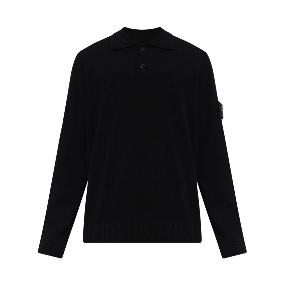 L2S1551000-18S00B4-V0029 Stone Island 5100018 Light RWS Geelong Wool Loose Fit Polo Collar Sweater with Button Placket Black - 26FW