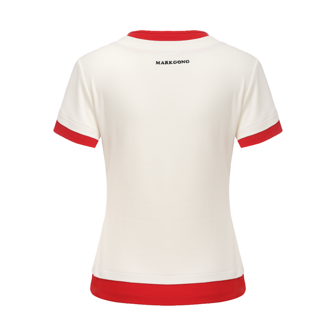 마크공 우먼 프린트 레이어드 쇼트 슬리브 티셔츠 화이트 레드 - 26FW(Markgong Women Print Layered Short Sleeve T-Shirt White Red - 26FW) - 2