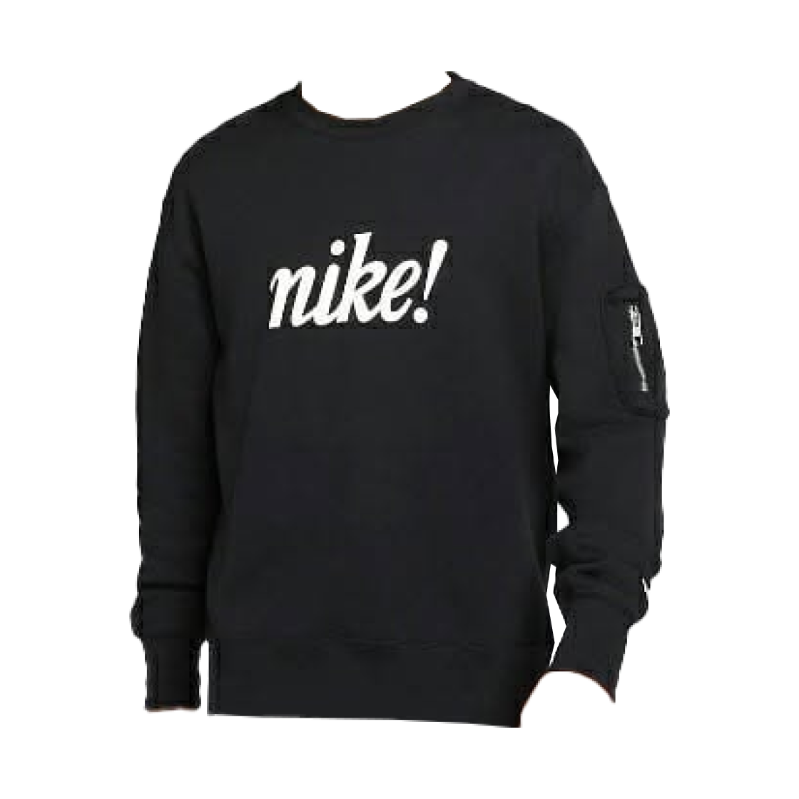 DA8743-010 Nike NSW Airmoji French Terry Pockets Crew Sweatshirt Black (DA8743-010)