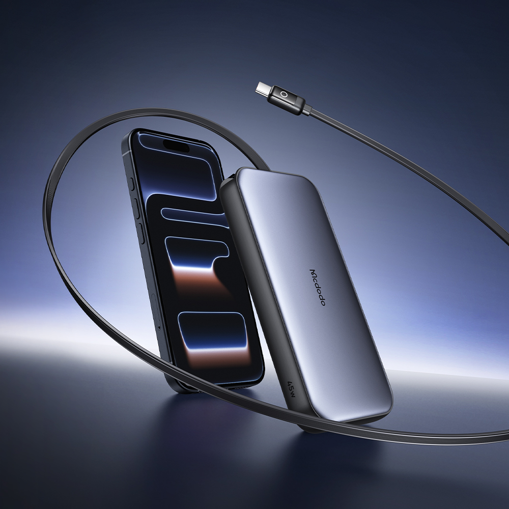 맥도도 45W C타입 케이블 일체형 고속충전 보조배터리 10000mAh MC592(45W LED Display Power Bank 10000mAh Built-in USB-C Retractable Cable) - 6