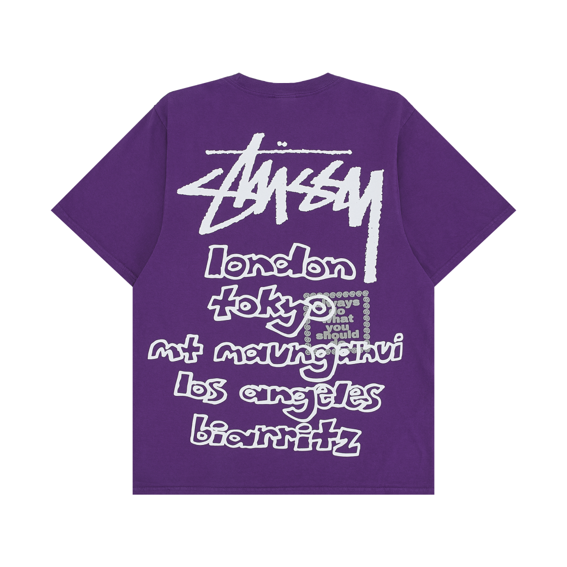 스투시 x 올웨이즈 두 왓 유 슈드 두 월드 투어 티셔츠 퍼플(Stussy x Always Do What You Should Do World Tour T-Shirt Purple) - 1