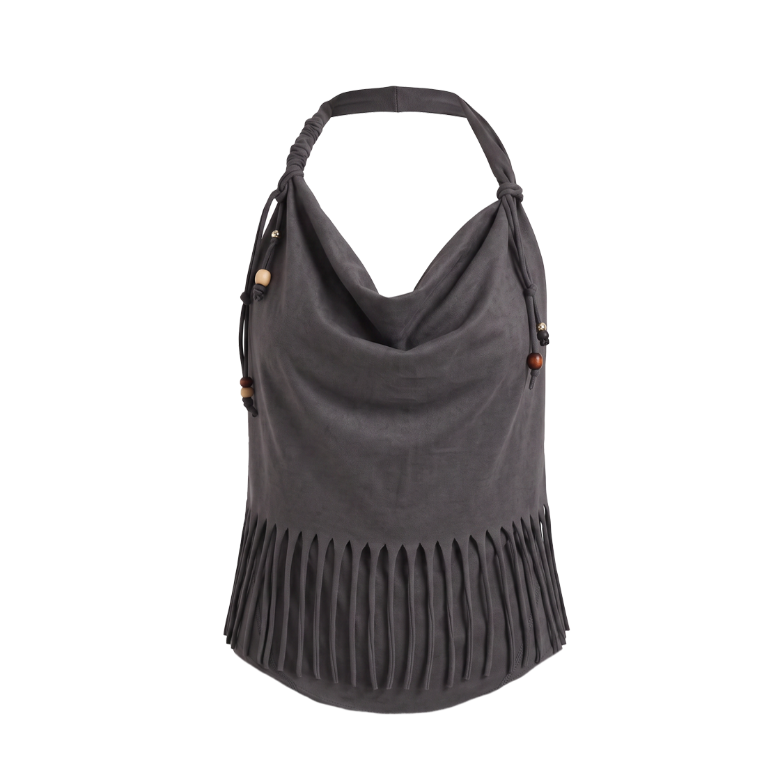 루바티 아니타 로 프린지 카울 홀터넥 나시 비즈 탑 챠콜(Rubati Anita Raw Fringe  Cowl Halterneck Beads Top Charcoal) - 1