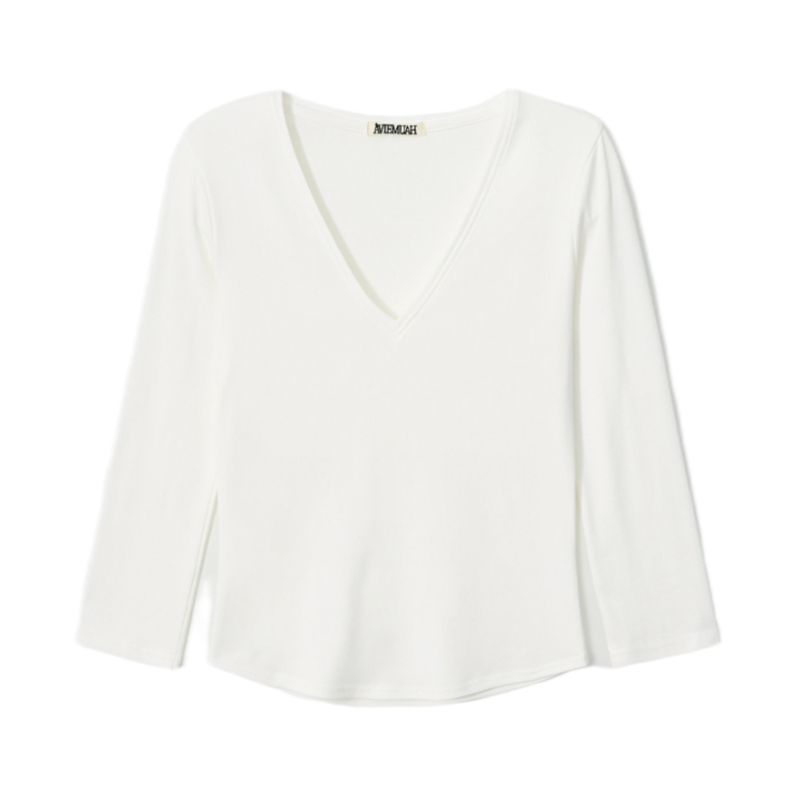 - (W) Aviemuah Deep V-Neck Threequarter Sleeve T-Shirt Ivory