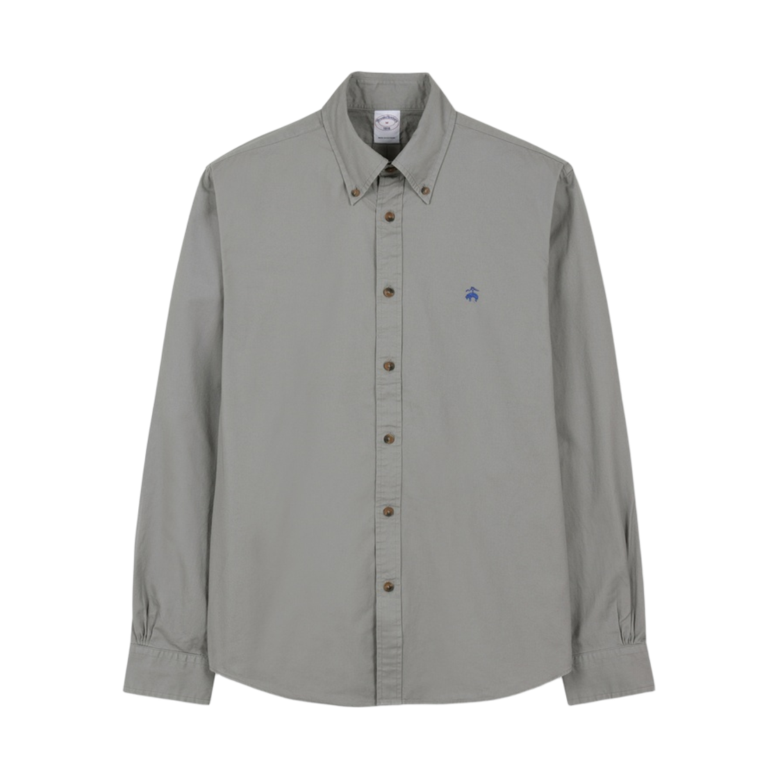 BBTHMMG302-ZGR BrooksBrothers Friday Twill Solid Logo Shirt Grey