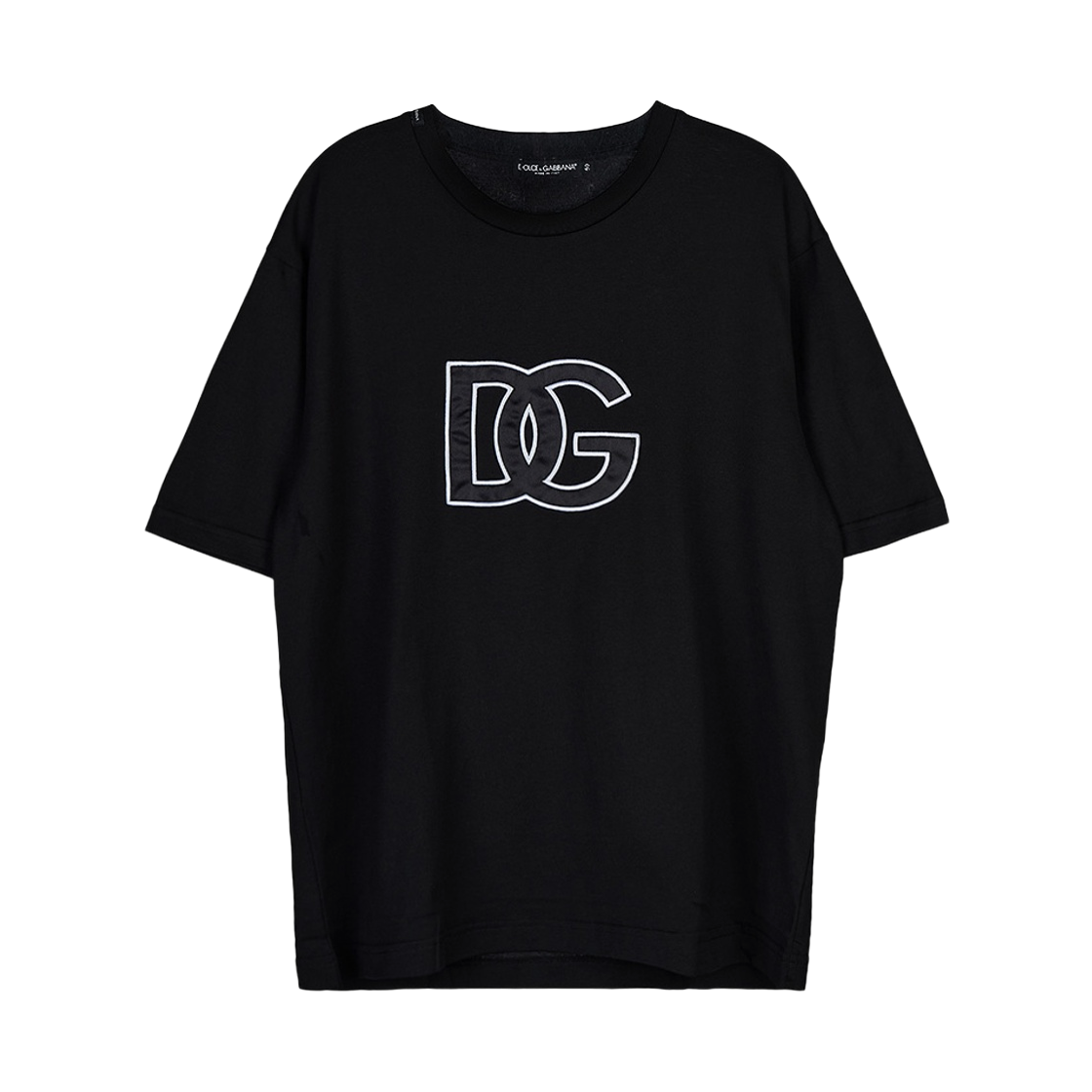 G8PD7ZG7G6QN0000 Dolce & Gabbana Cotton Round Neck T-Shirt with DG Patch Black