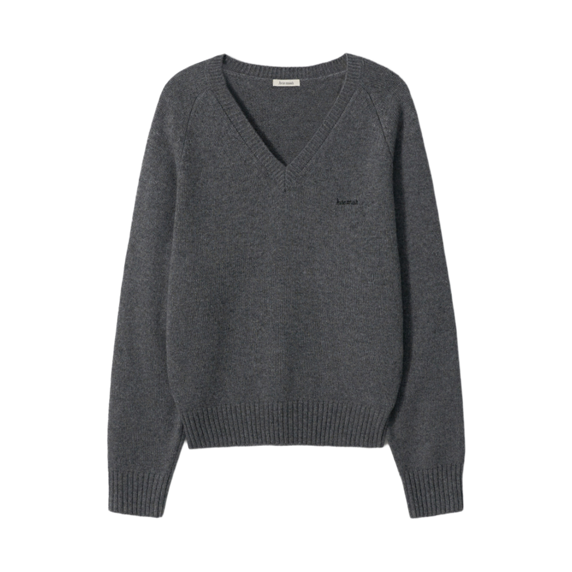 - Aviemuah New V-Neck Wool Cashmere Sweater Dark Grey