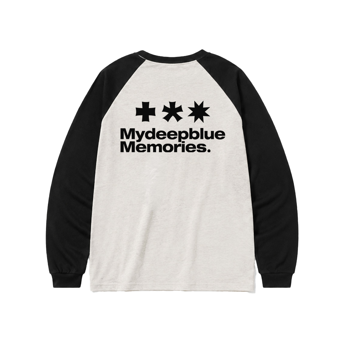 마이딥블루메모리즈 심볼 로고 래글런 티셔츠 화이트 블랙(MydeepblueMemories Mm Symbol Logo Raglan Tee White Black)