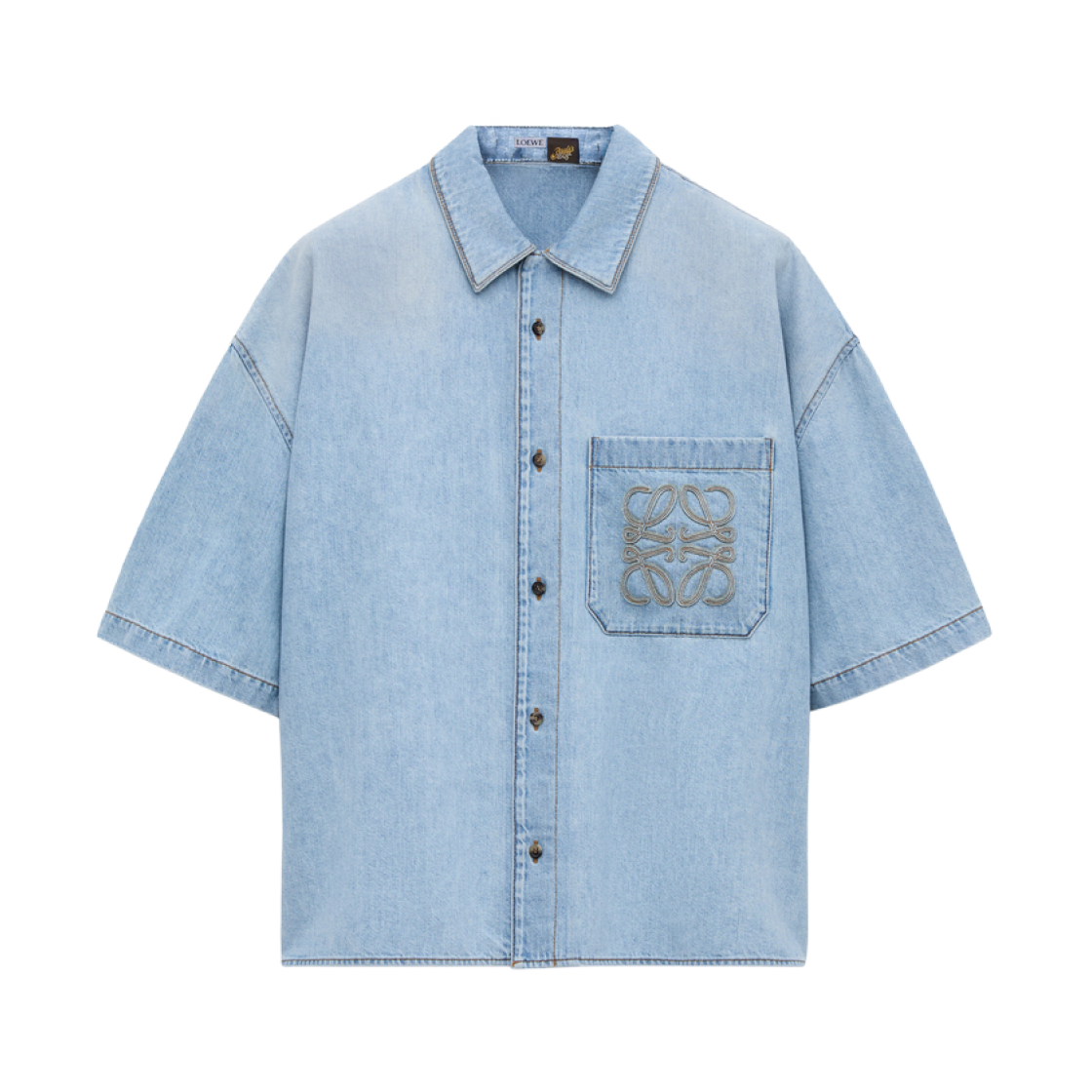 H616Y1DX05-8438 Loewe Short Sleeve Shirt in Denim Washed Blue