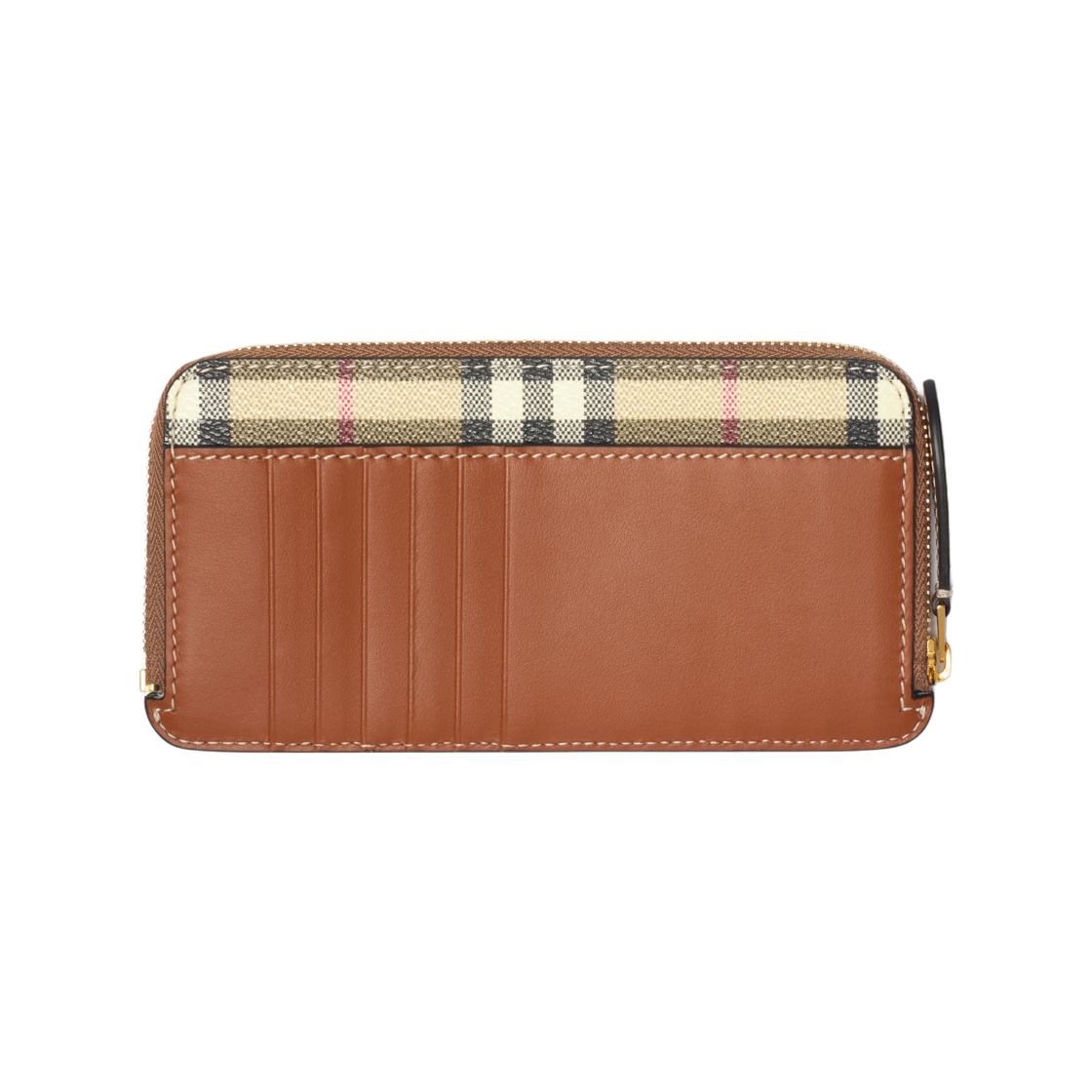 버버리 라지 체크 집 카드 케이스 아카이브 베이지 브라이어 브라운(Burberry Large Check Zip Card Case Archive Beige Briar Brown) - 2
