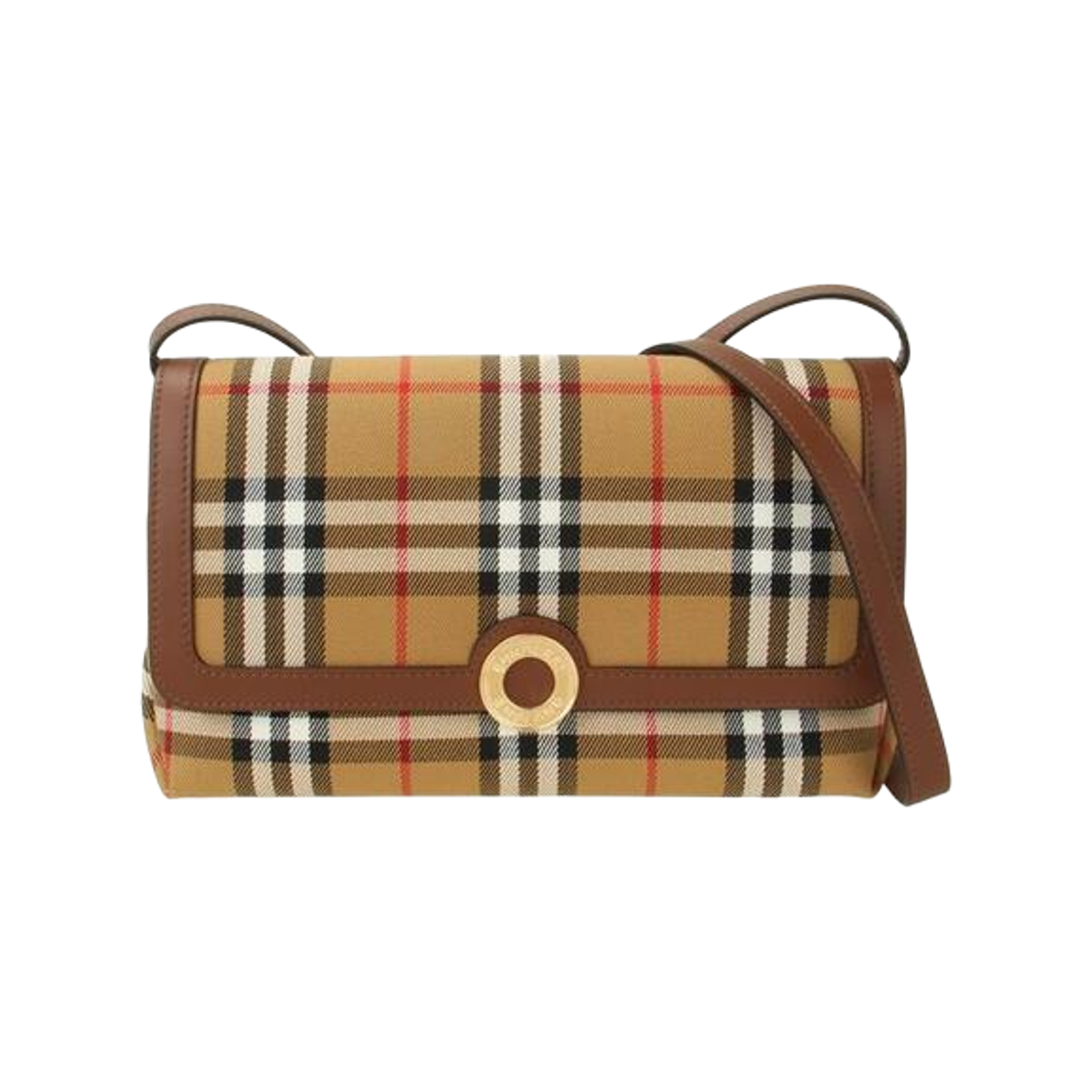 8121488 Burberry Millie Check Cotton Crossbody Bag Antique Yellow